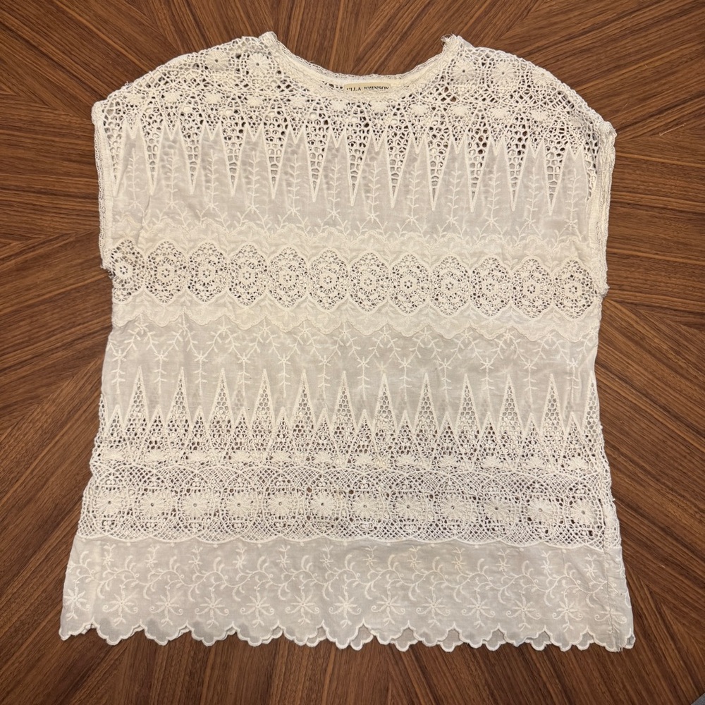 Ulla Johnson Cream Cropped Embellished Blouse
